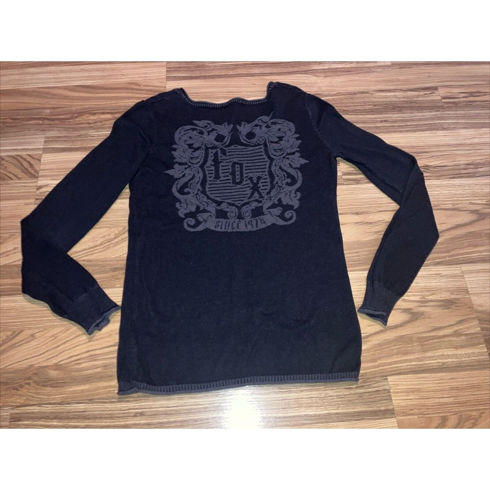 Fox Racing Pullover Womans L large Black Sheer Long Sleeve Tight‎ V Neck